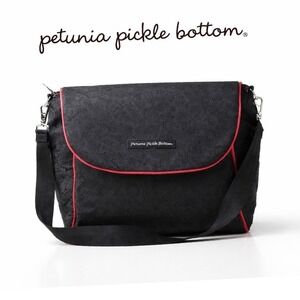 Petunia Pickle Bottom Black Jacquard Diaper Bag Messenger Bag